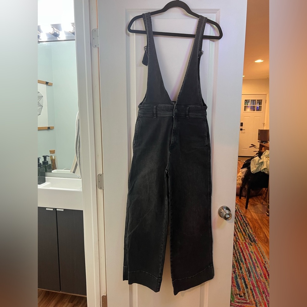 Free People Charcoal Denim Overalls